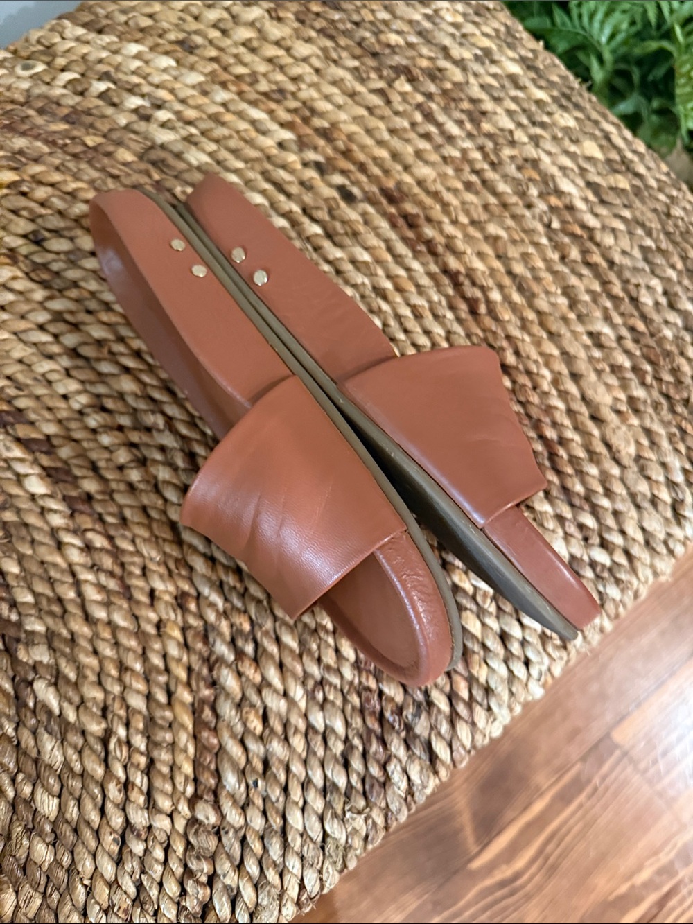 Beeks Tan Leather Slide Sandals - Women - Picture 2 of 5